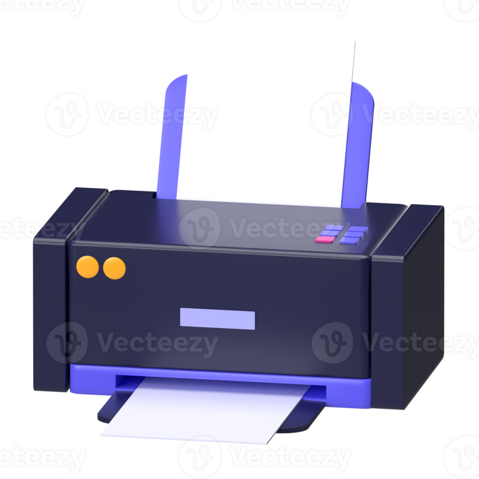 Printer with Paper 3D Icon png