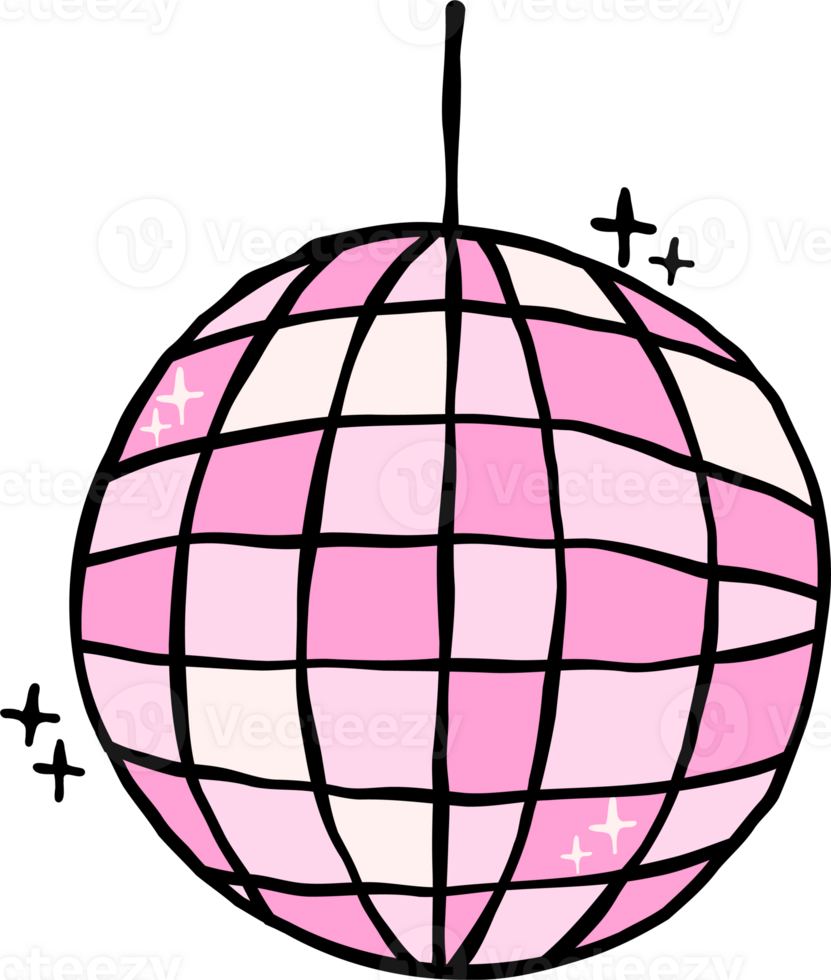Hand Drawn pink Disco Ball Doodle png