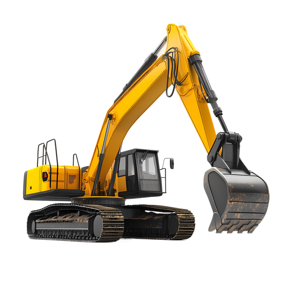 a yellow excavator on a transparent background png