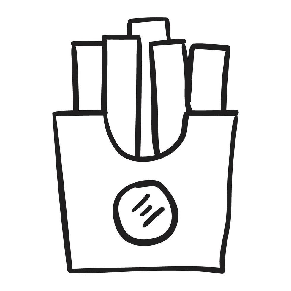 french fries in a bag doodle illustration vector