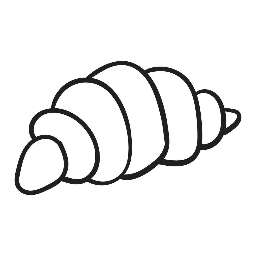 a black and white drawing of a croissant vector