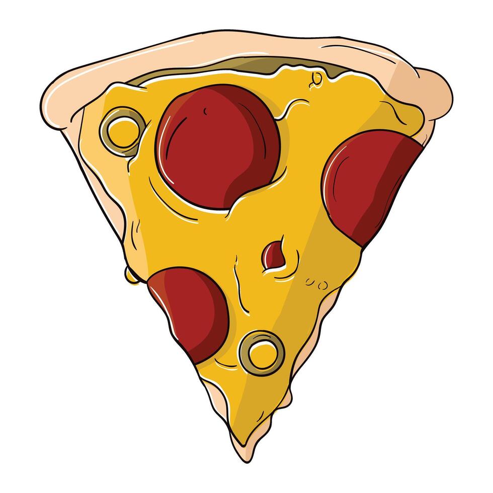 a slice of pizza with pepperoni and cheese on it vector