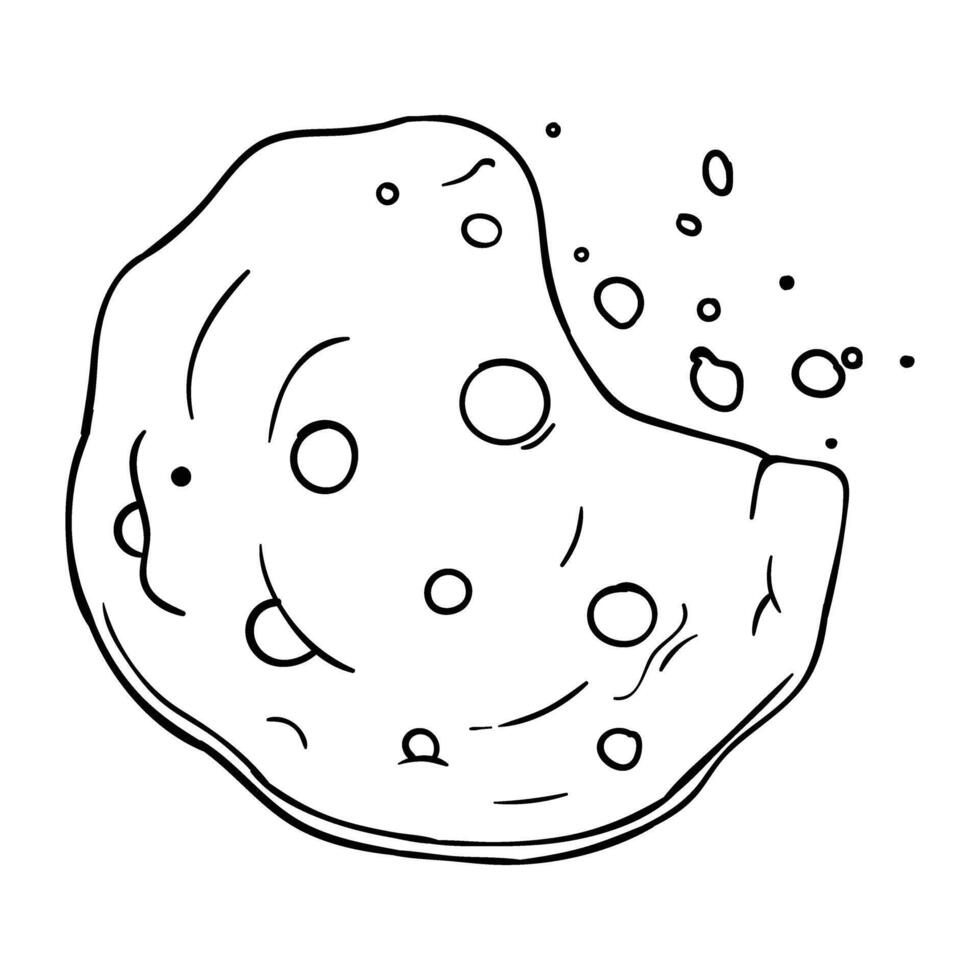 a black and white drawing of a cookie vector