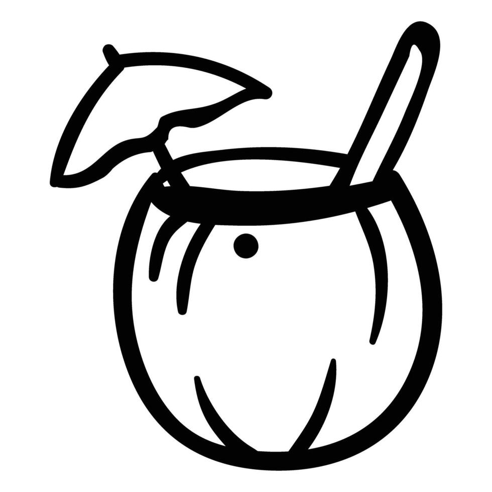 a coconut drink with an umbrella and straw vector