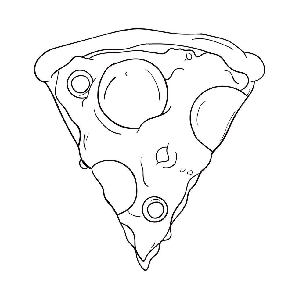 a slice of pizza is shown in a line drawing vector