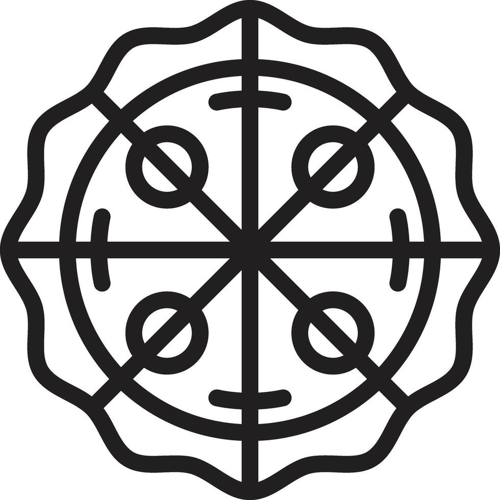 a black and white pizza logo of a circular design vector
