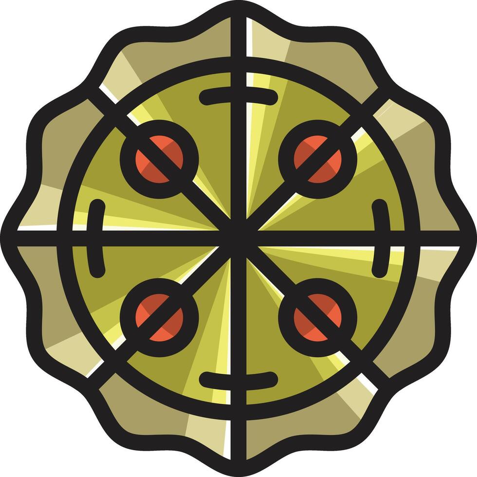 a circular pizza icon with four circles on it vector