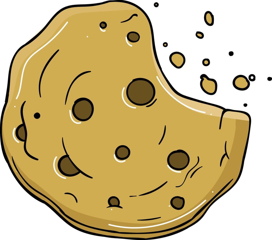 a cartoon cookie with a bite taken out of it vector