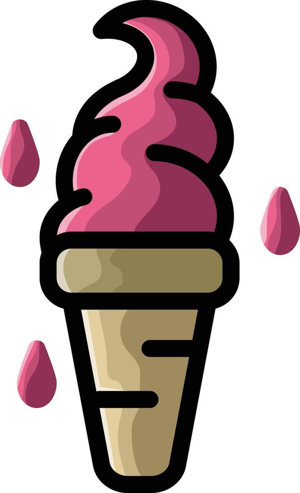 ice cream cone with pink swirls and pink ice cream vector