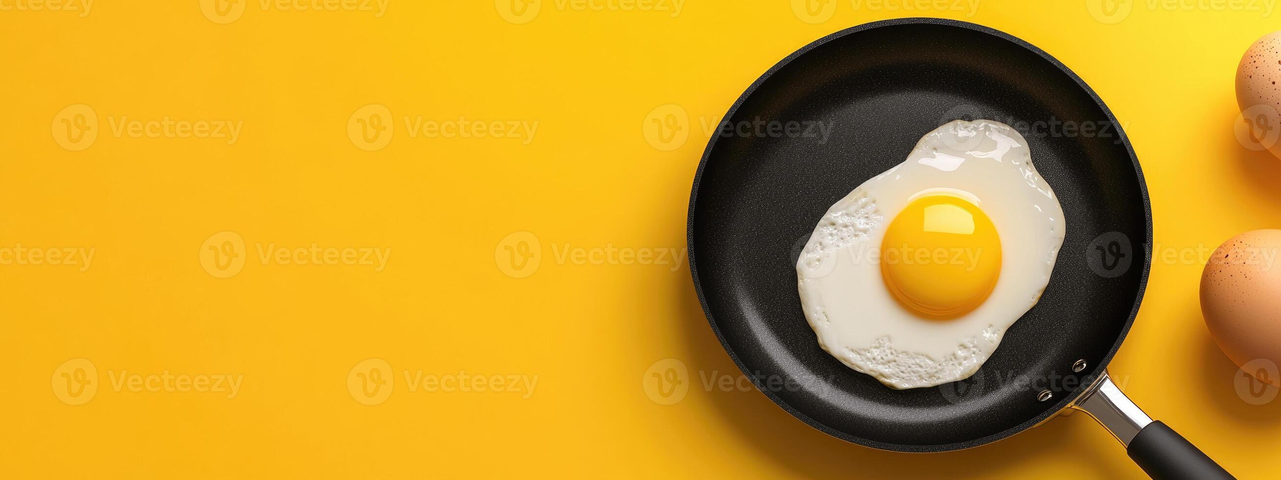 Frying perfection - art of an egg cooking in a pan, crisp edges, bubbling whites, vibrant yolk, embodying charm of homemade meals prepared in a cozy kitchen setting photo