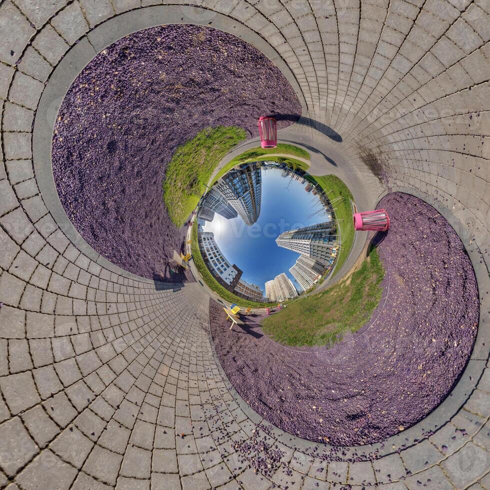 blue sphere inside overlooking old town, urban photo