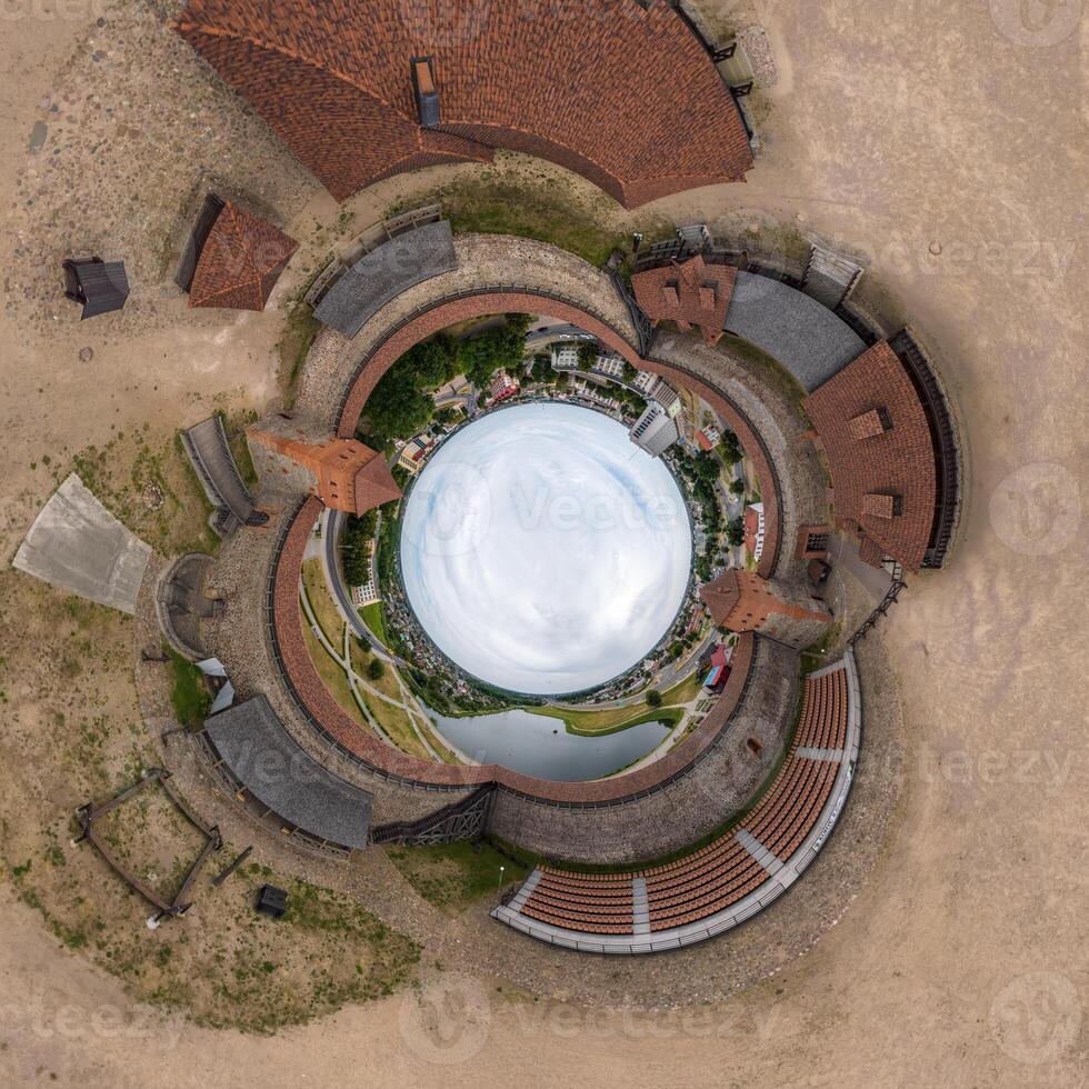 blue sphere inside overlooking old town photo