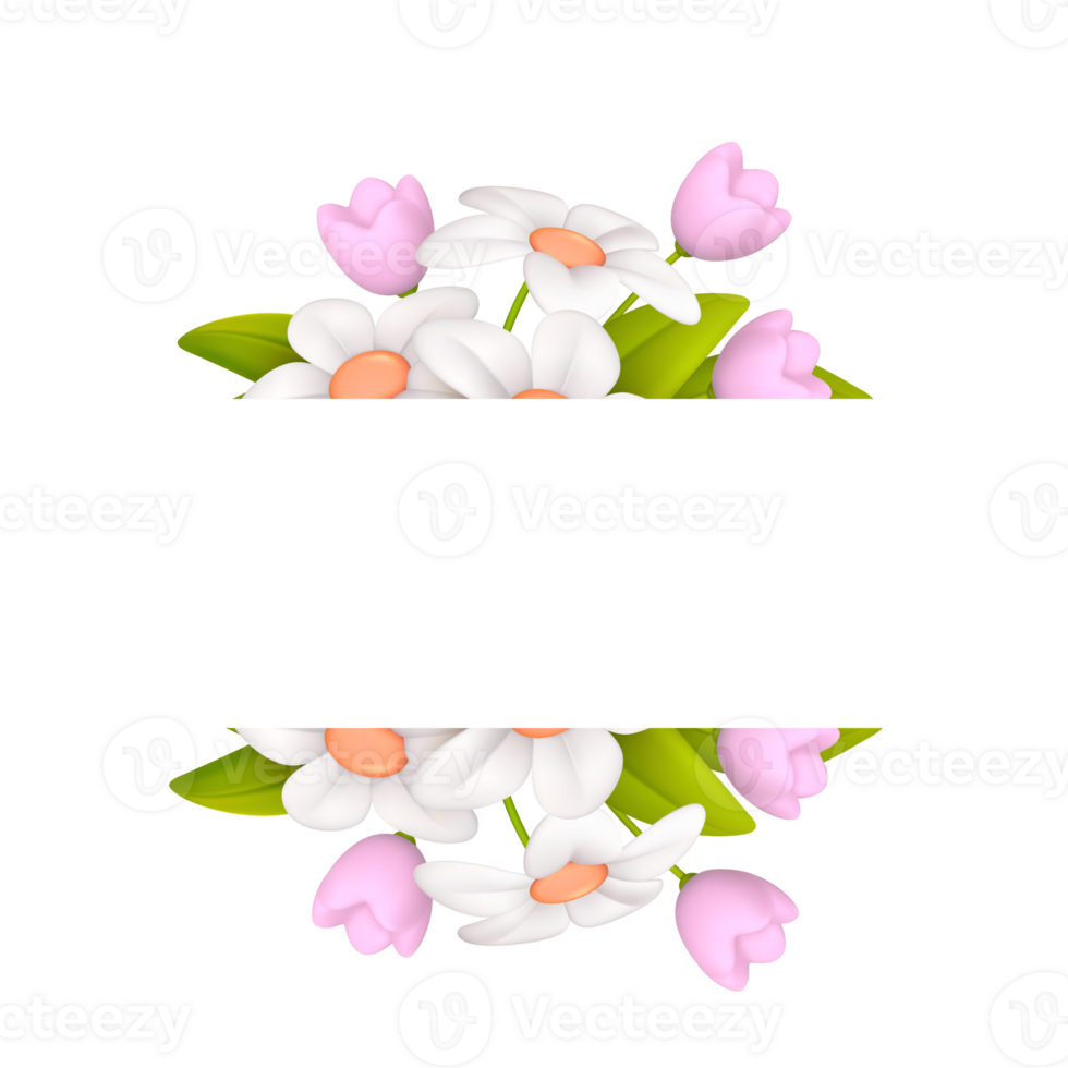 Flowers decorative frame 3d png