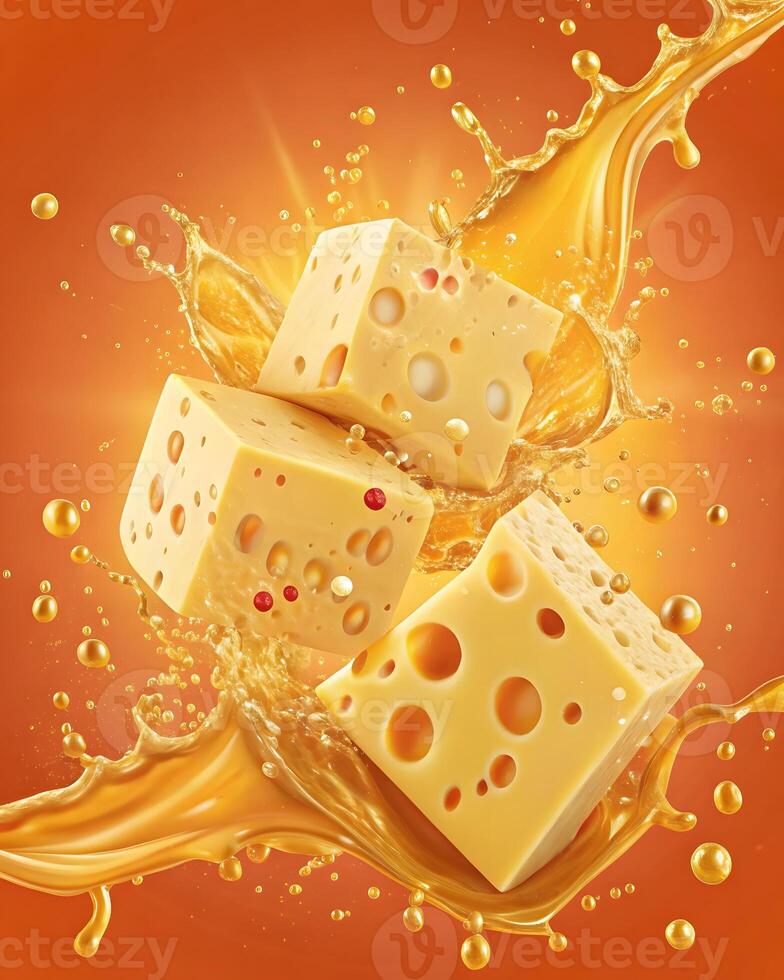 pieces of cheese on grdient background photo