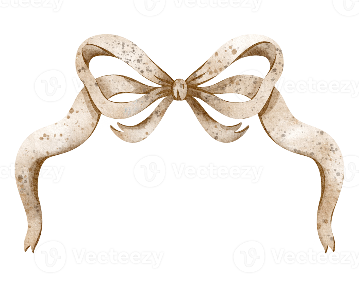 Watercolor Frame of Ribbon with bow. Wavy banner and coquette design for cards, invitations. Elegant symmetrical wavy ribbons in a retro style. Accessories in royal style. png