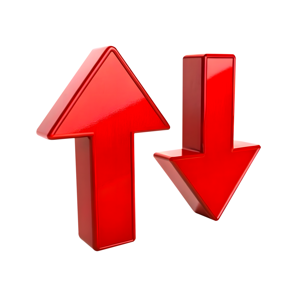 red 3d up and down arrow cutout transparent download internet upload png