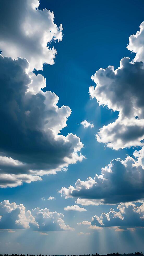 a beautiful view of white clouds in a stunning blue sky photo