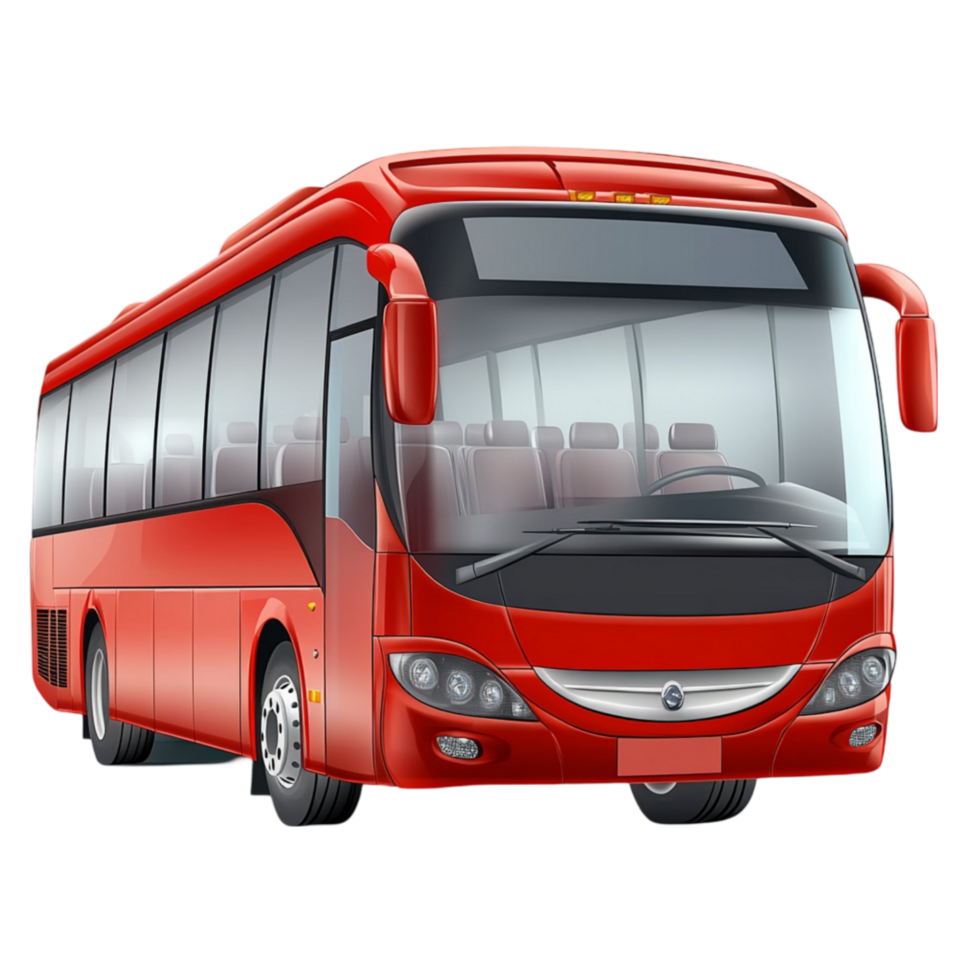 red bus on transparent background png