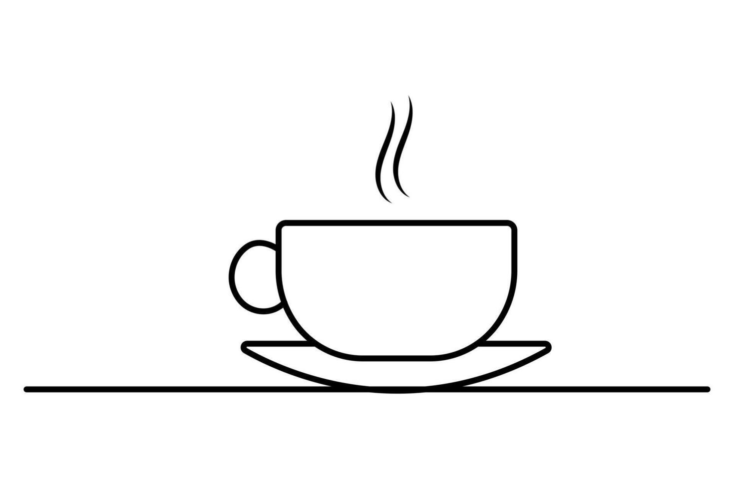 Coffee cup continuous one line drawing with black and white background vector