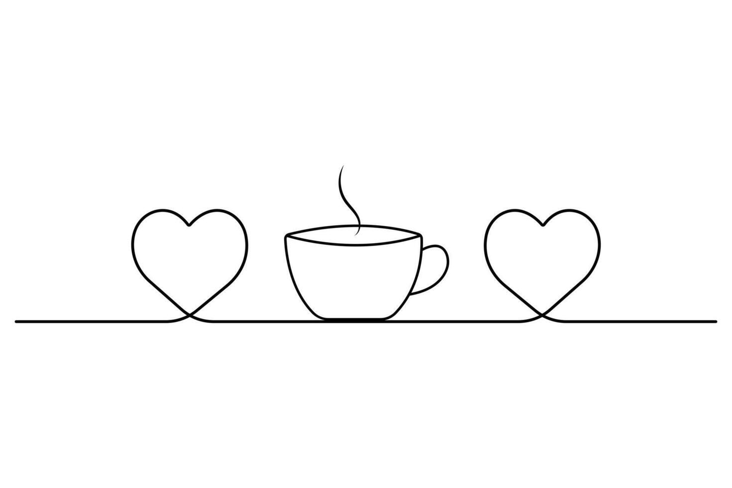 Continuous one line drawing of cup of coffee illustration vector