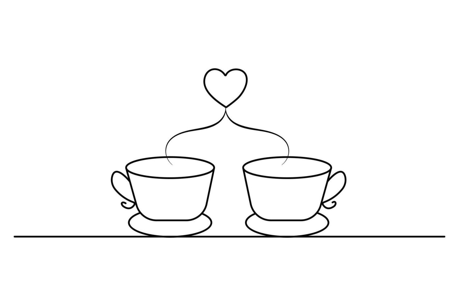 Coffee cup continuous one line drawing and isolated outline illustration vector