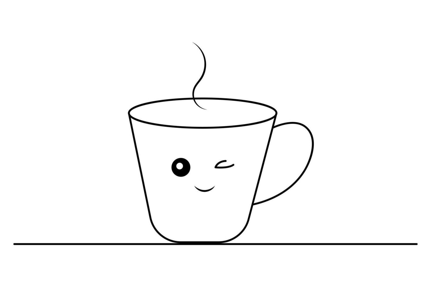 Coffee cup continuous one line drawing of outline simple icon vector