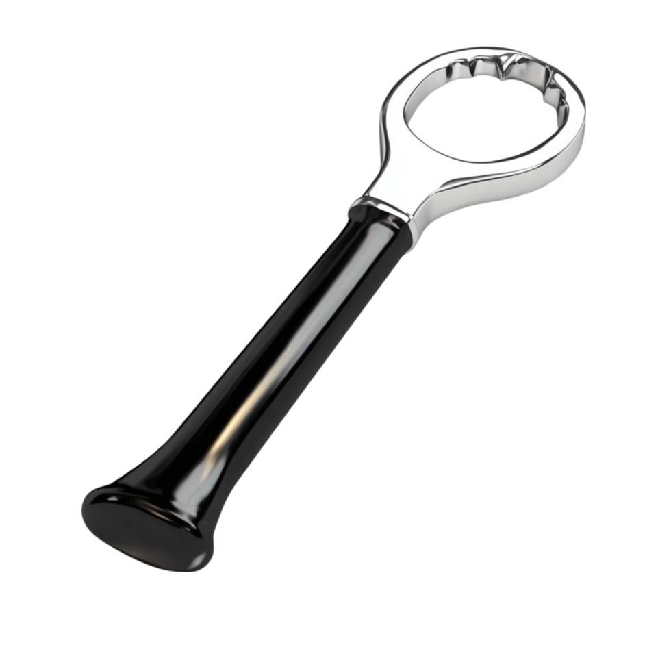 a black and silver bottle opener on a transparent background png