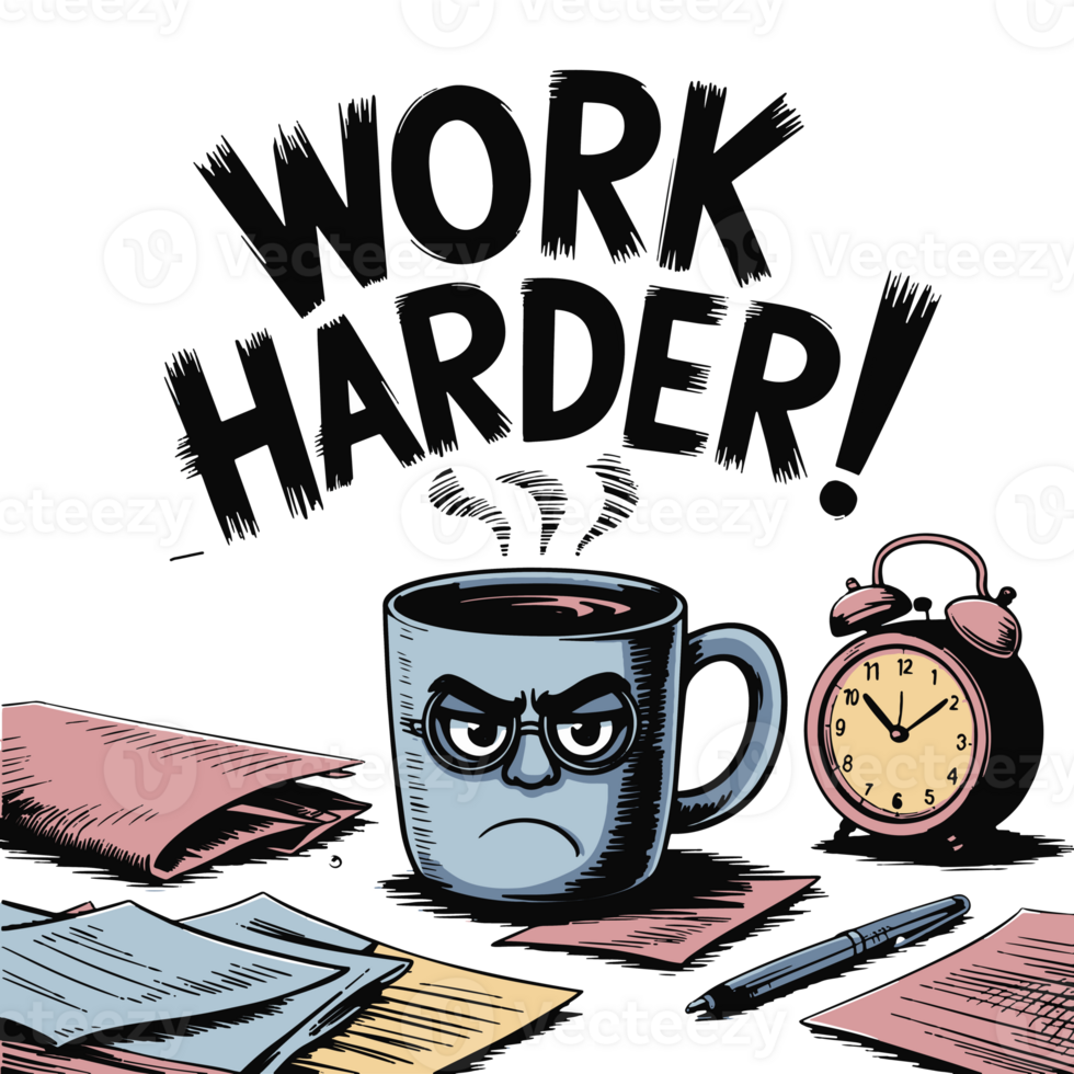 Coffee Mug - Work Harder with Glasses png