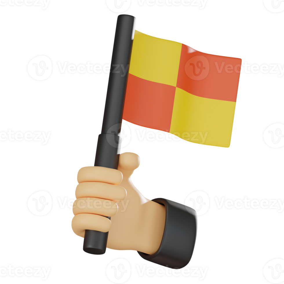 3D render, Referee Flag Hand Hold for Game Signals and Sports Graphics, Icon Illustration png