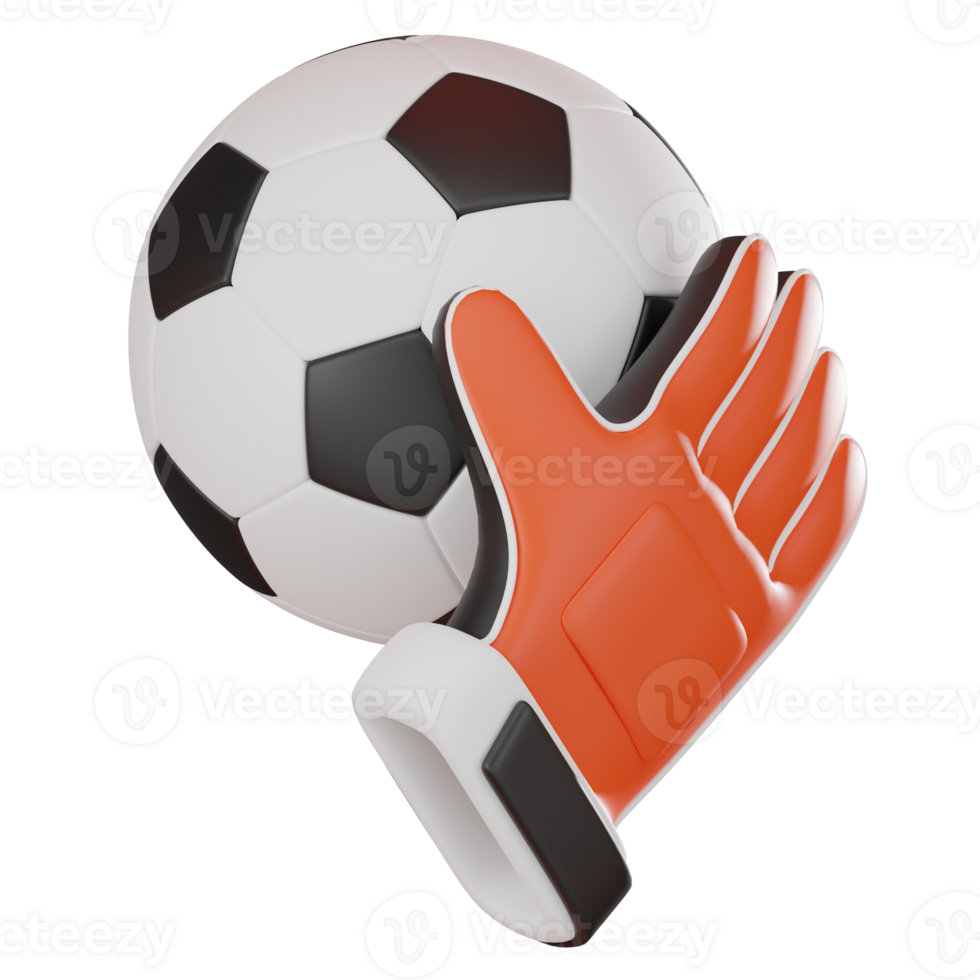 3D render, Goal Keeper Gloves and Ball for Soccer and Football Themed Projects, Icon Illustration png