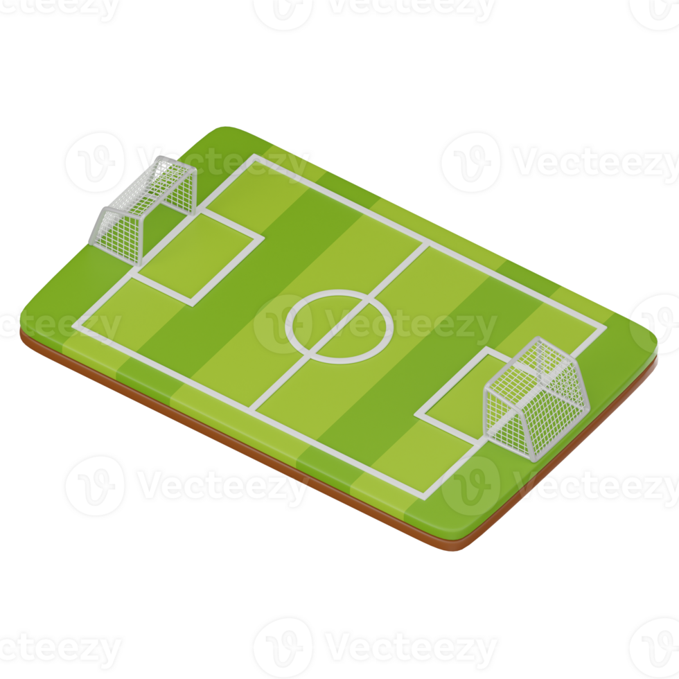 3D render, Football Pitch with Realistic Grass, Icon Illustration png