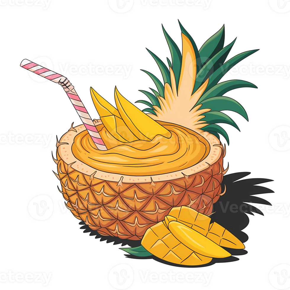 Pineapple Smoothie in a Pineapple Shell png
