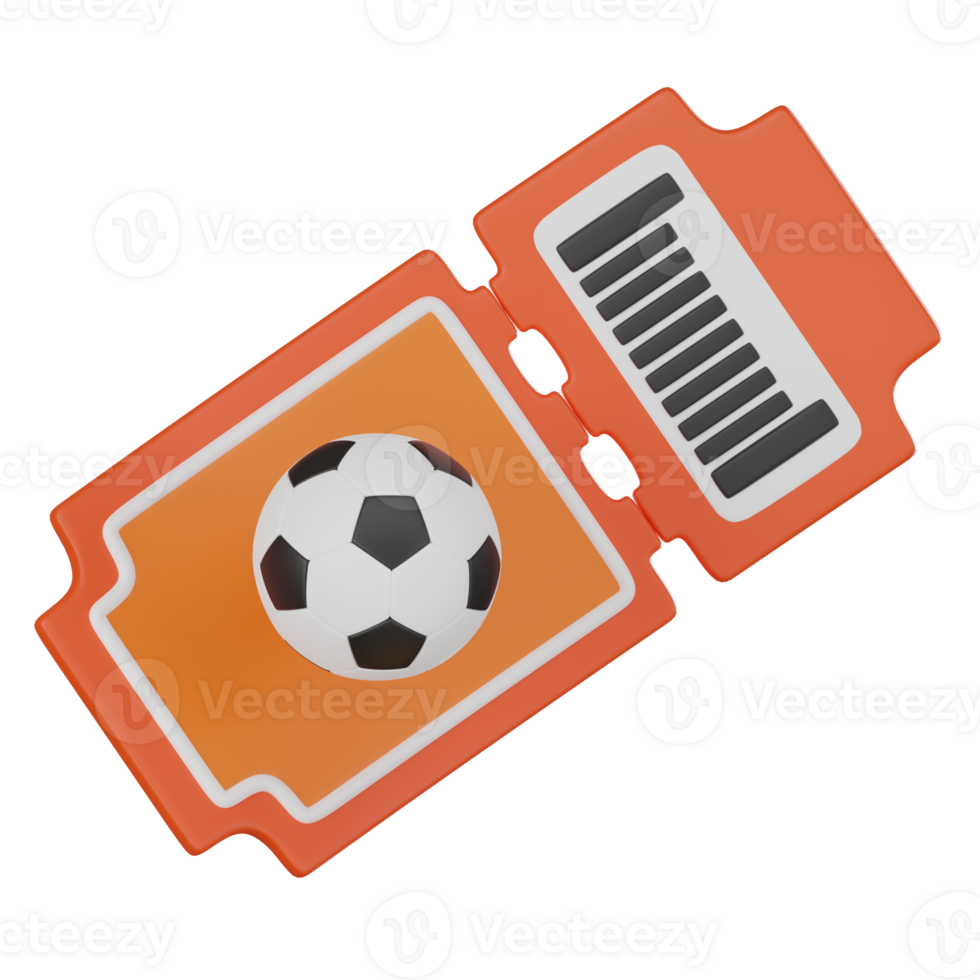 3D render, Football Tickets for Sports Event and Match, Icon Illustration png