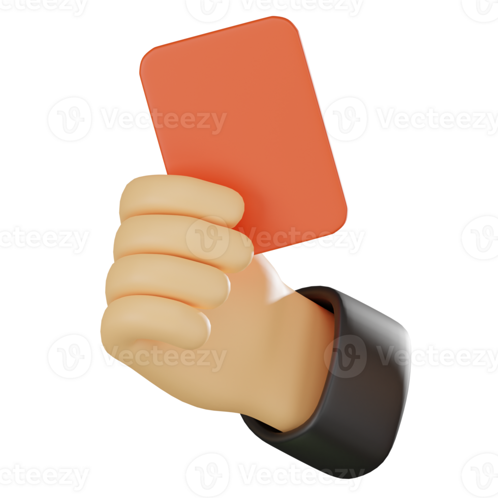 3D render, Red Card for Soccer Game and Referee, Icon Illustration png