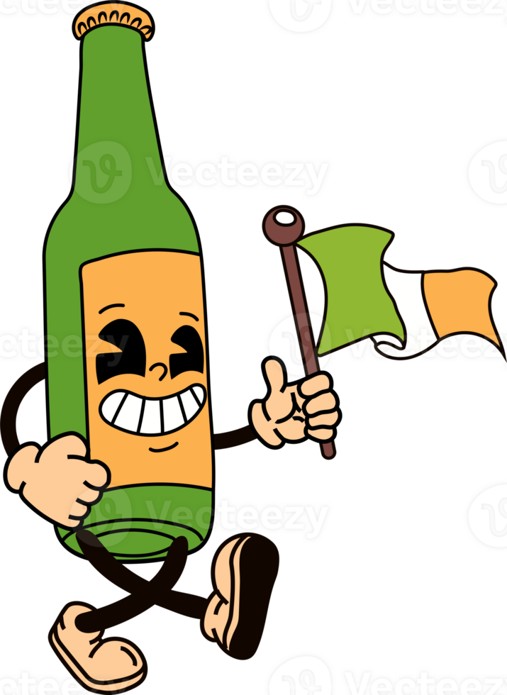 irish beer cartoon running with flag png