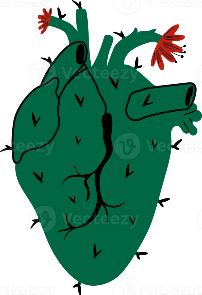 a heart with a cactus plant on it png