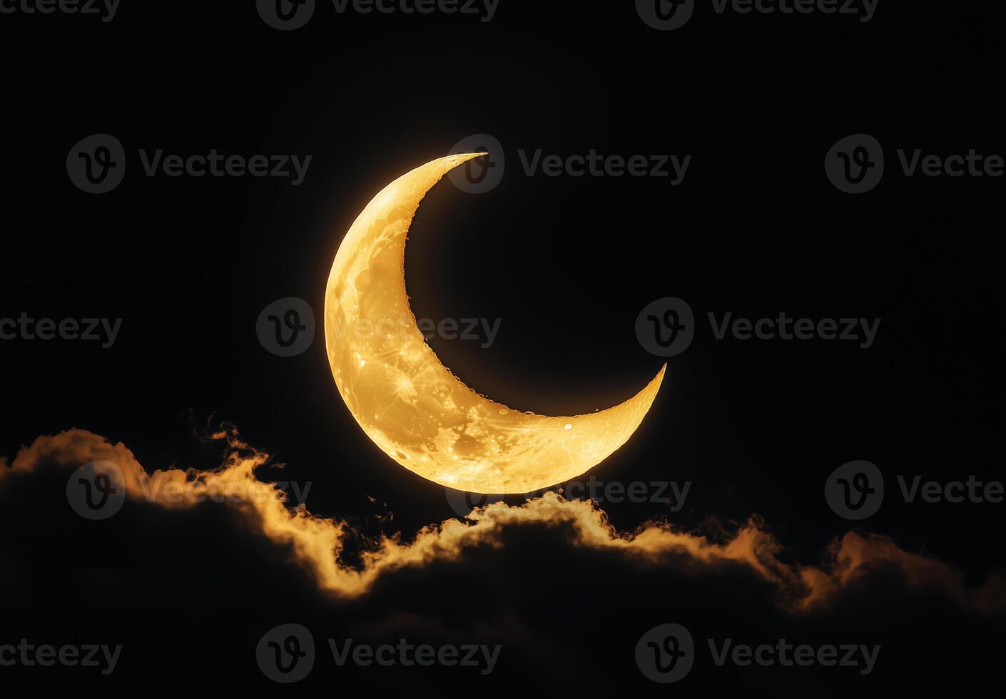 crescent moon glowing above clouds 1 photo