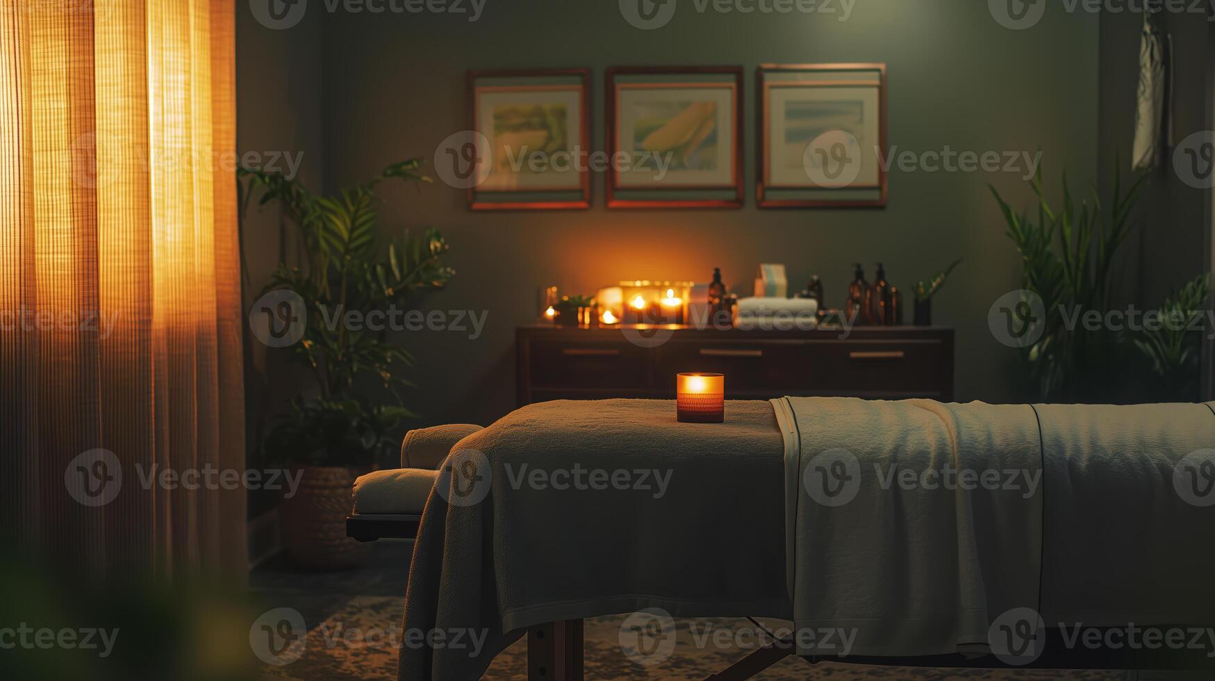 cozy spa room with candles and massage table 3 photo