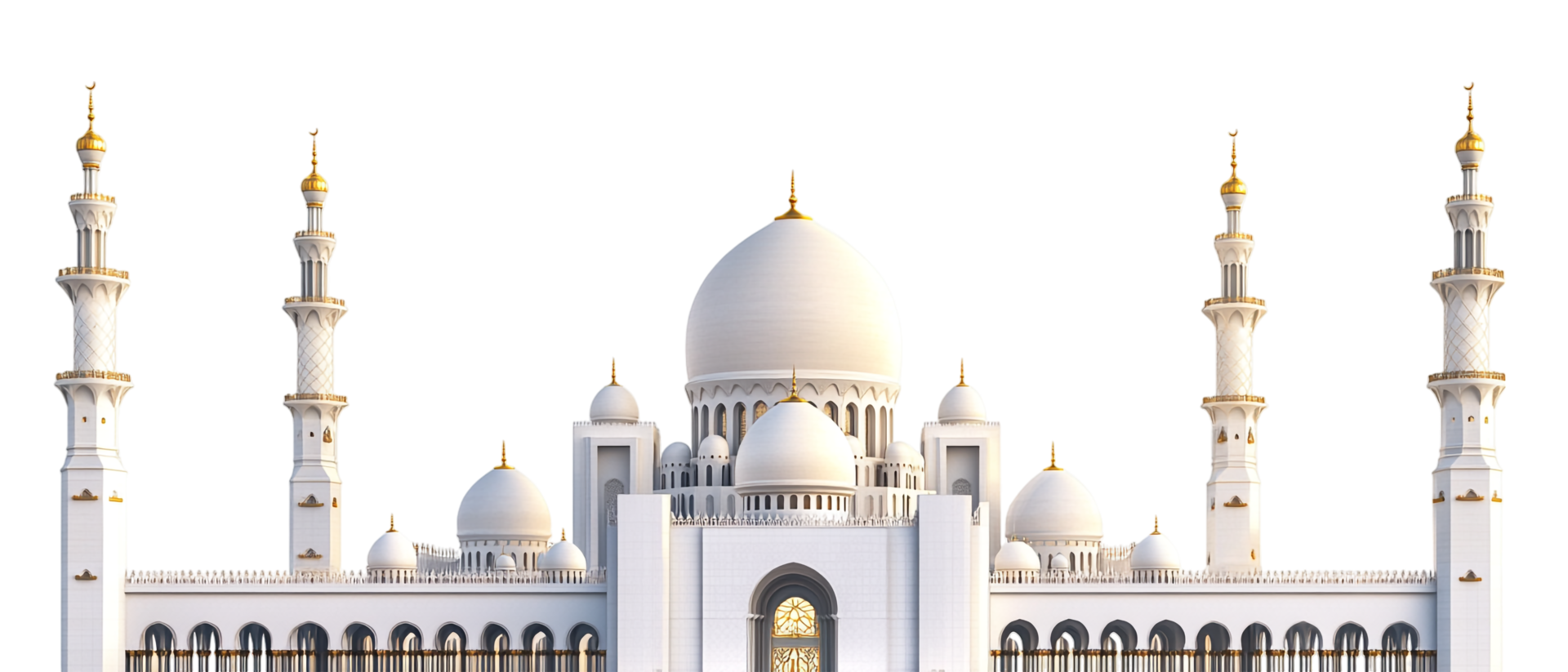 the white mosque is a large building with many minarets png