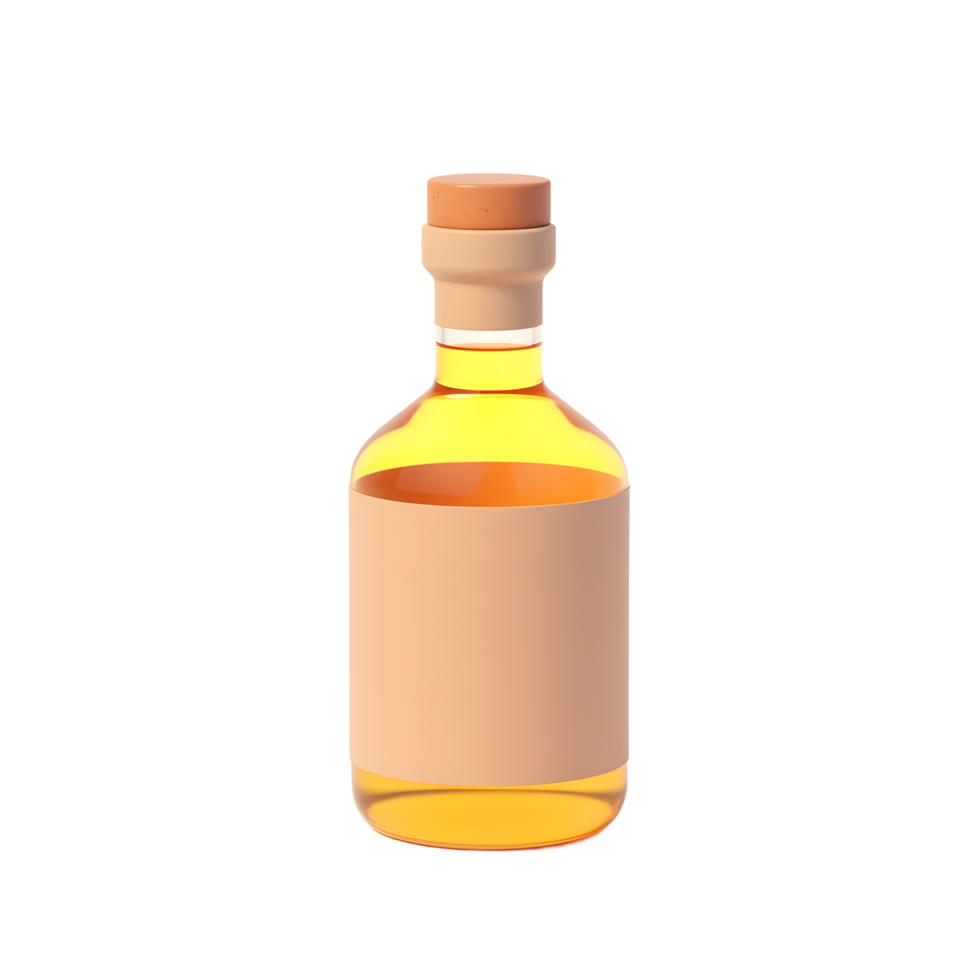 Amber Oil Bottle Minimalist Design with Cork Top png