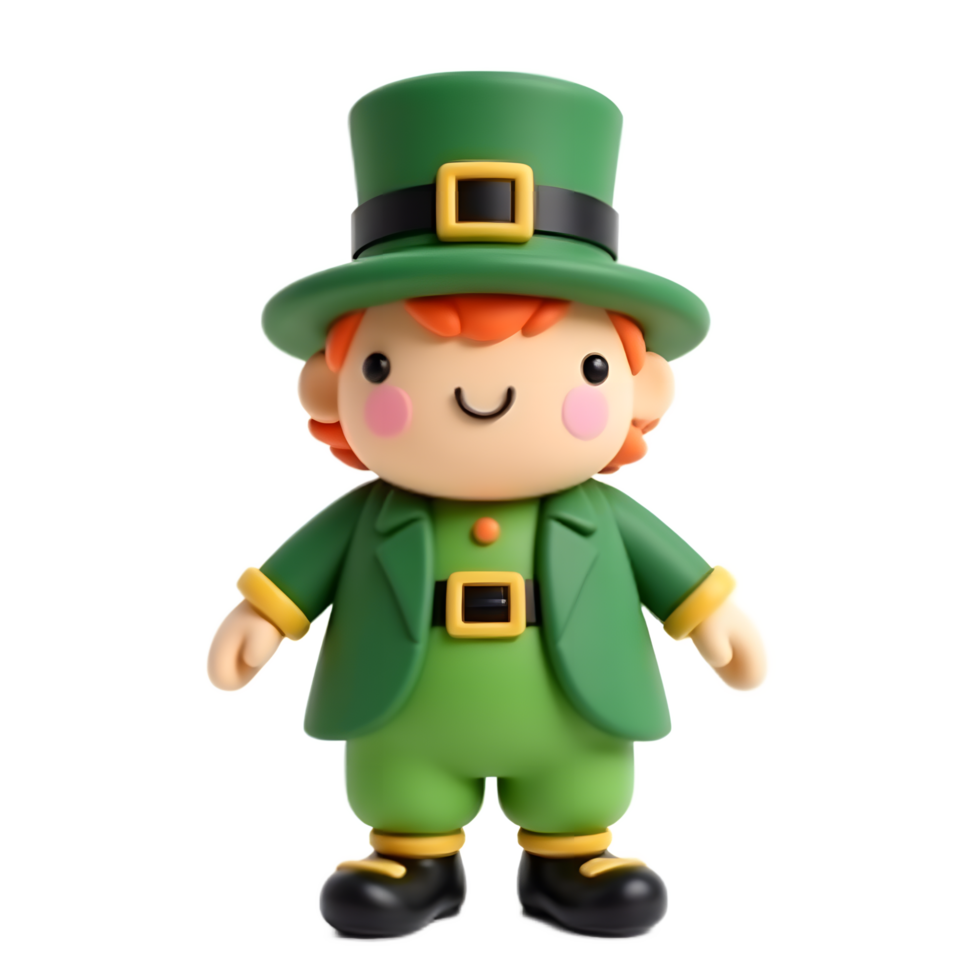 Cheerful Clay Leprechaun A Whimsical 3D Render png