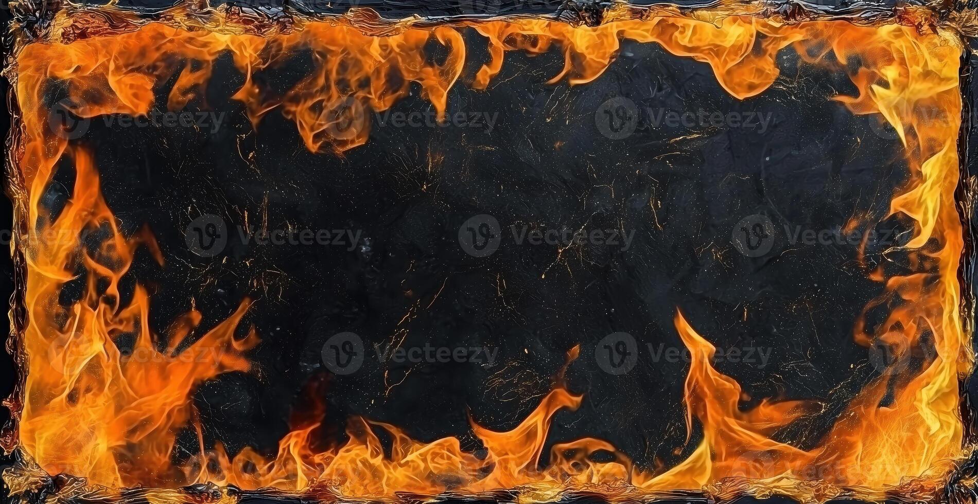 burning fiery frame with dark textured center 3 photo