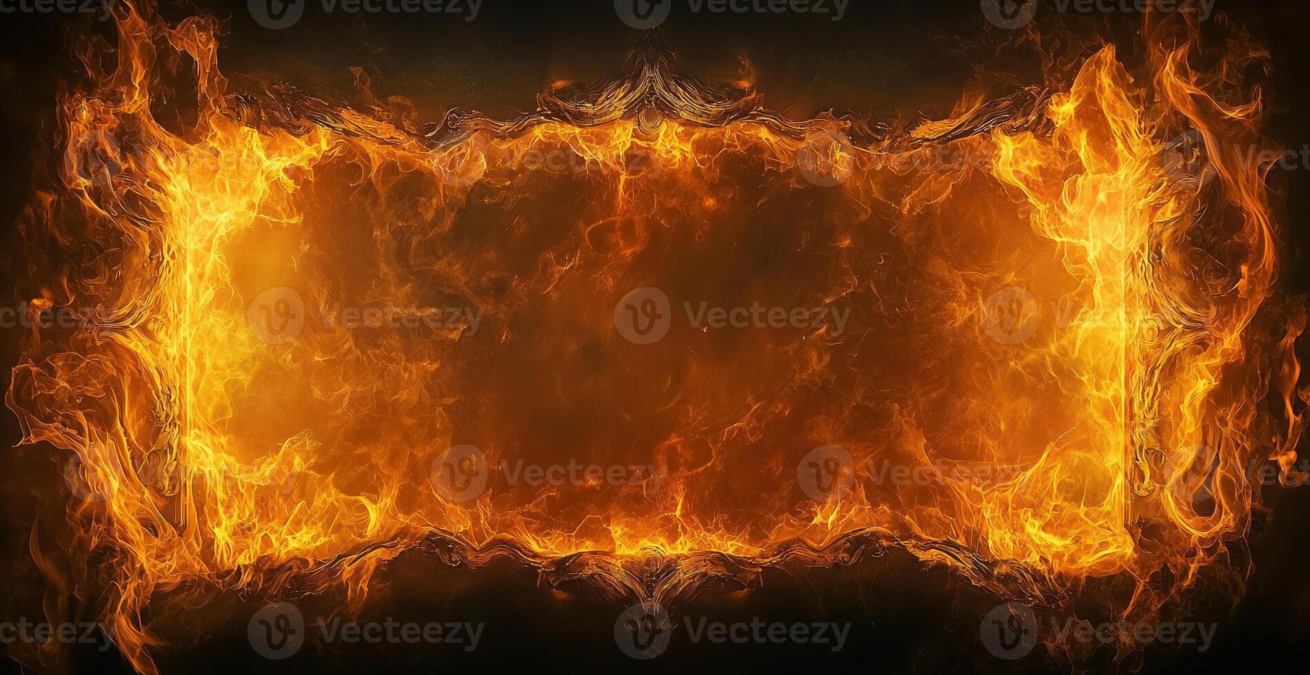 burning fiery frame with dark textured center 4 photo