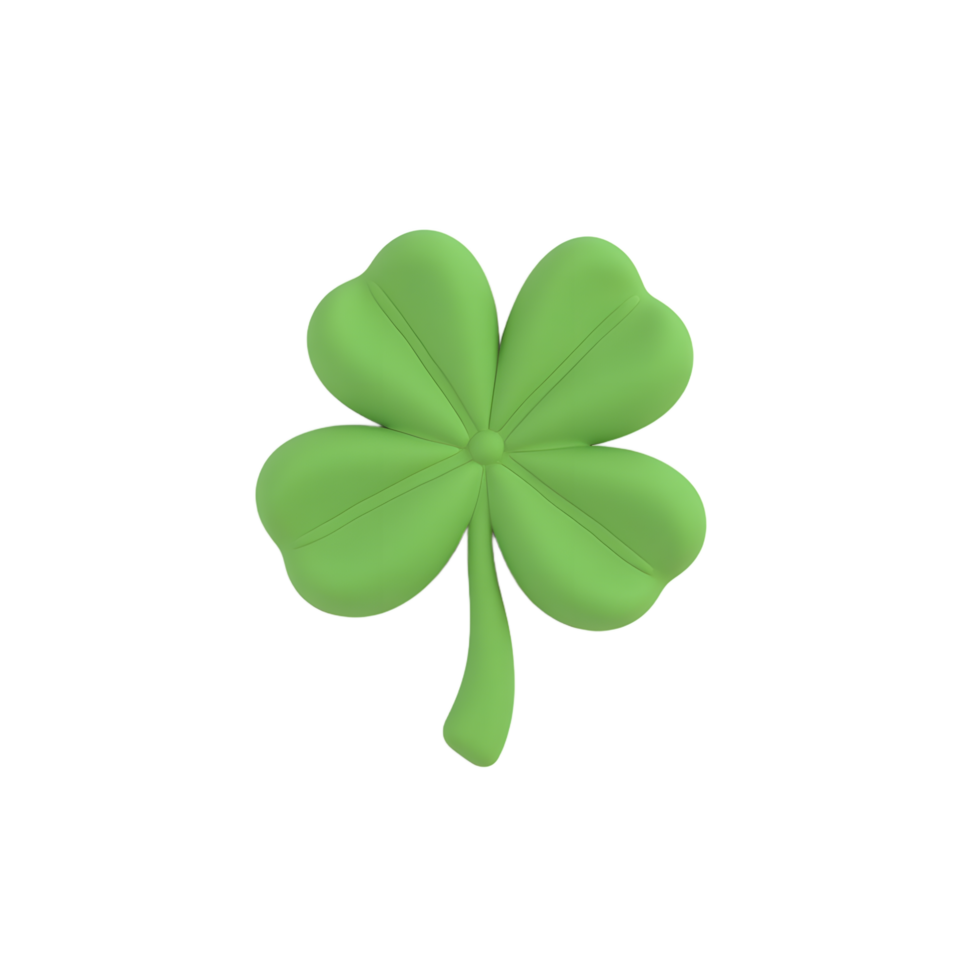 Four-Leaf Clover A Minimalist 3D Render of Good Luck png