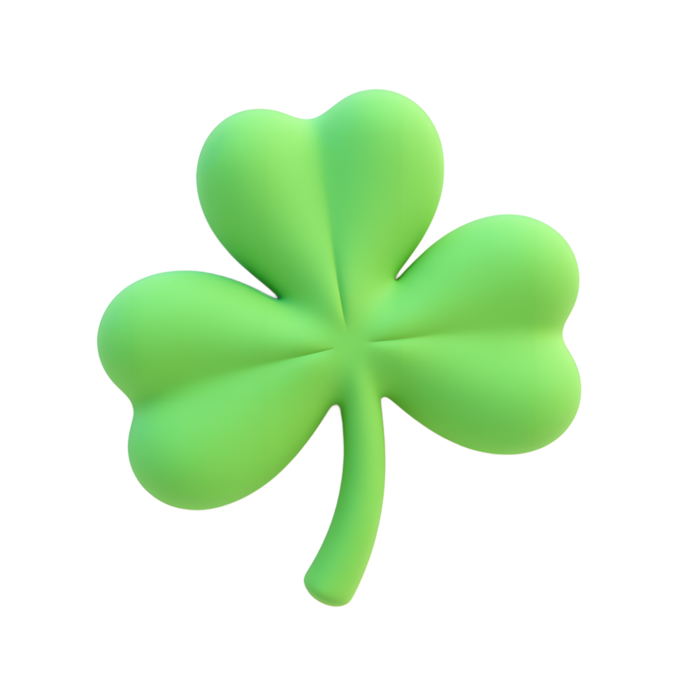 Three-Leaf Clover A Smooth, Pastel Green 3D Render png