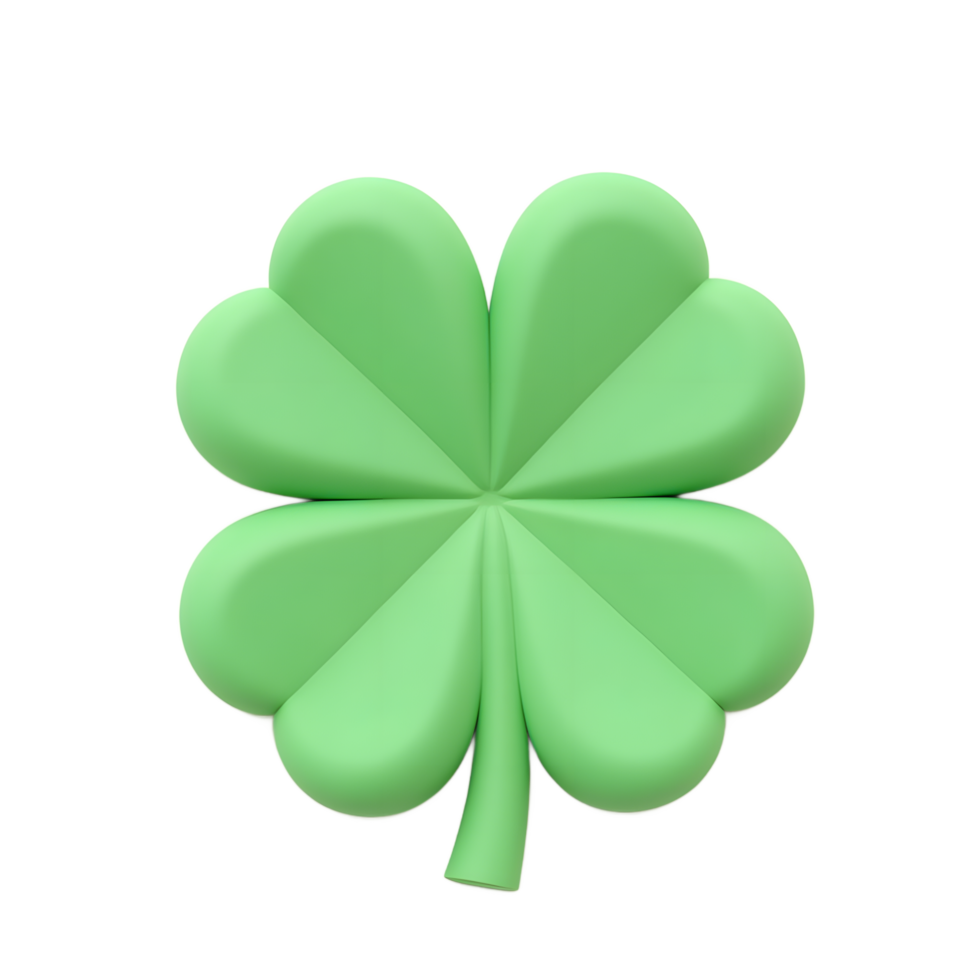 Pastel Green Four-Leaf Clover A Simple, 3D Rendered Illustration png
