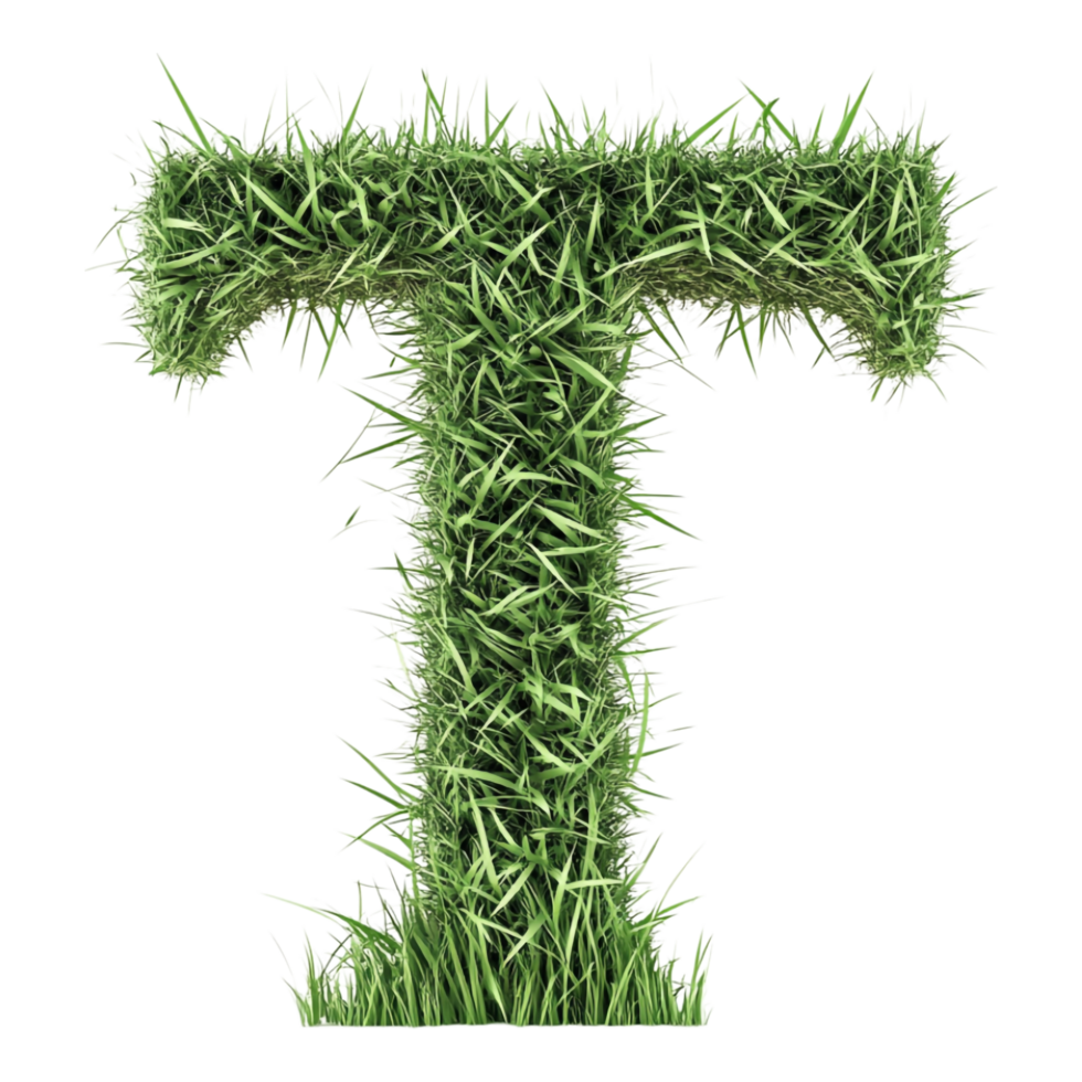 Alphabet 'T' in Abstract Style Isolated Against a Transparent Background for GRASSY Unique Typography Applications png