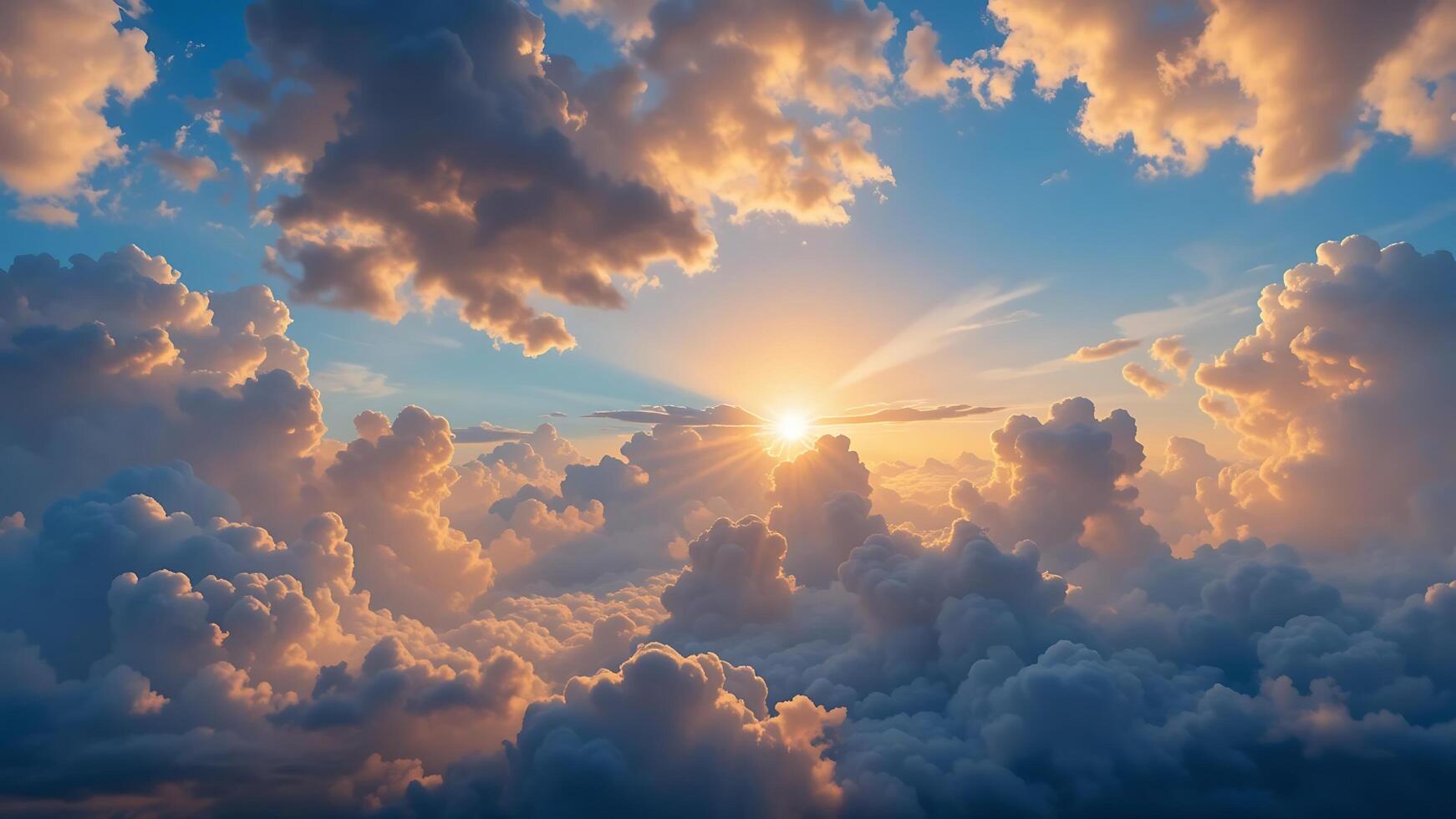 Sunrise view of clouds from above photo