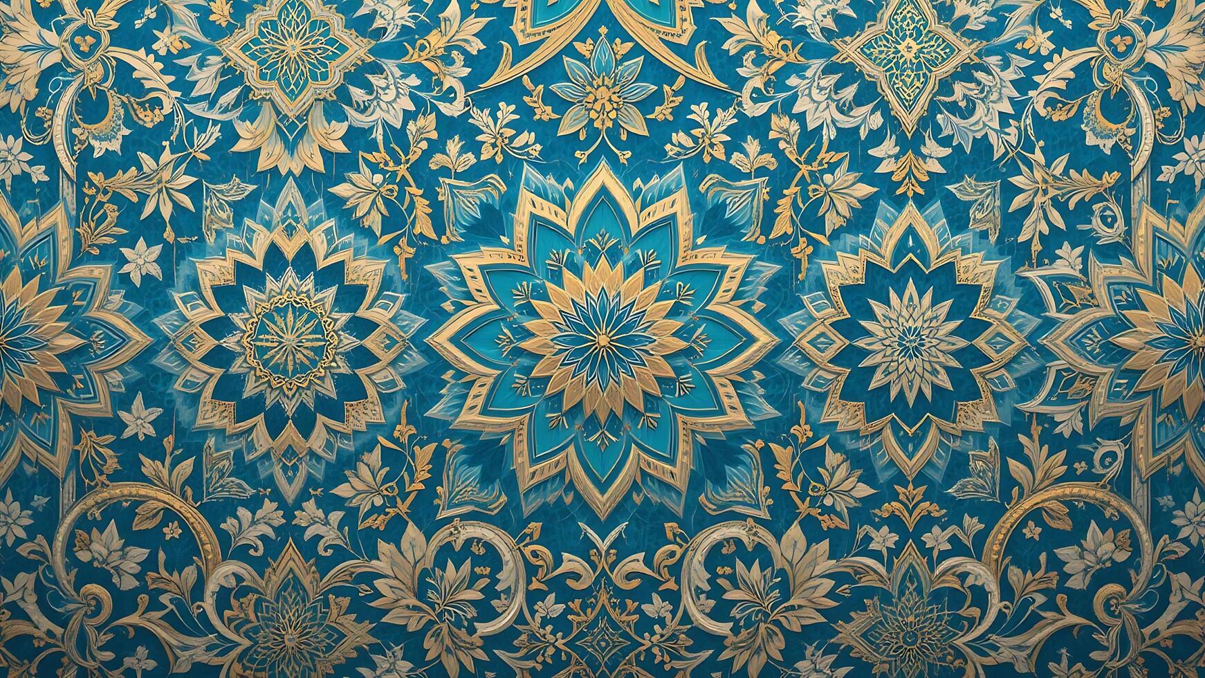 Intricate blue and gold decorative pattern photo