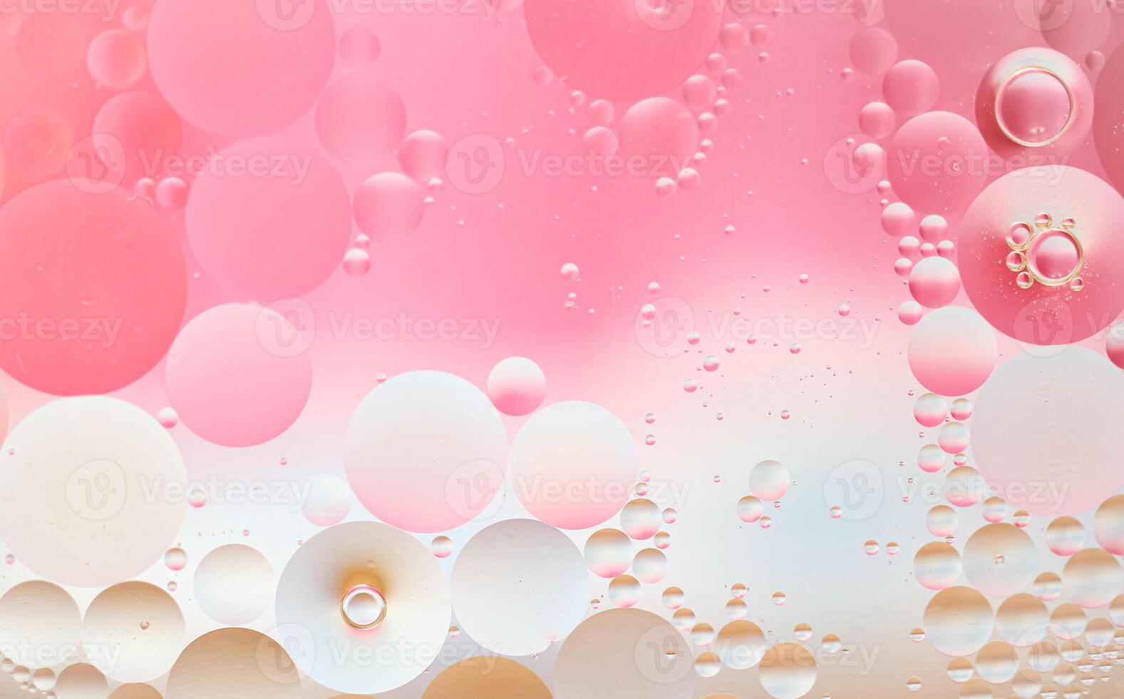 Pink Abstract Oil and Water Bubble Composition. Beautiful gentle background for advertising decorative and care cosmetics. photo